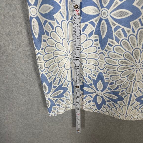 Talbots Dress 8P Cut Away Lace Floral White Shift Mod Periwinkle Church Easter - Picture 6 of 14